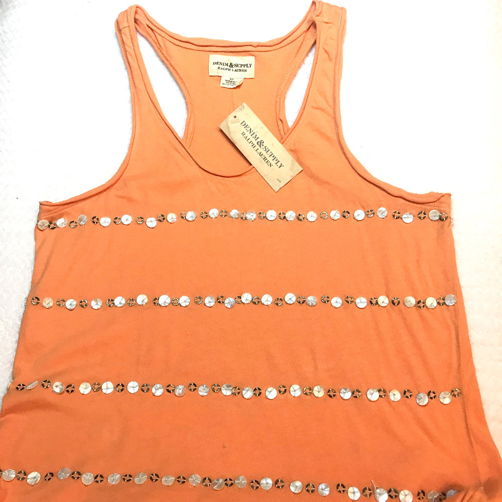 Ralph Lauren Denim & Supply Beaded Orange Tank Top - Picture 4 of 6